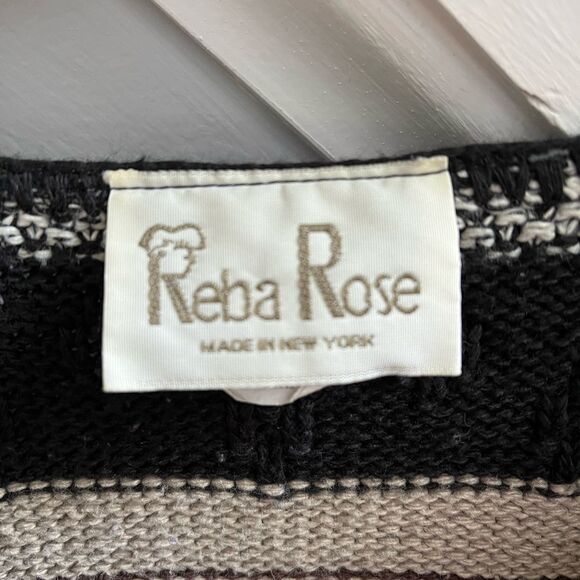 Reba Rose Neutral Stripe Heavy Knit Cardigan Sweater sz S EUC - Picture 5 of 6